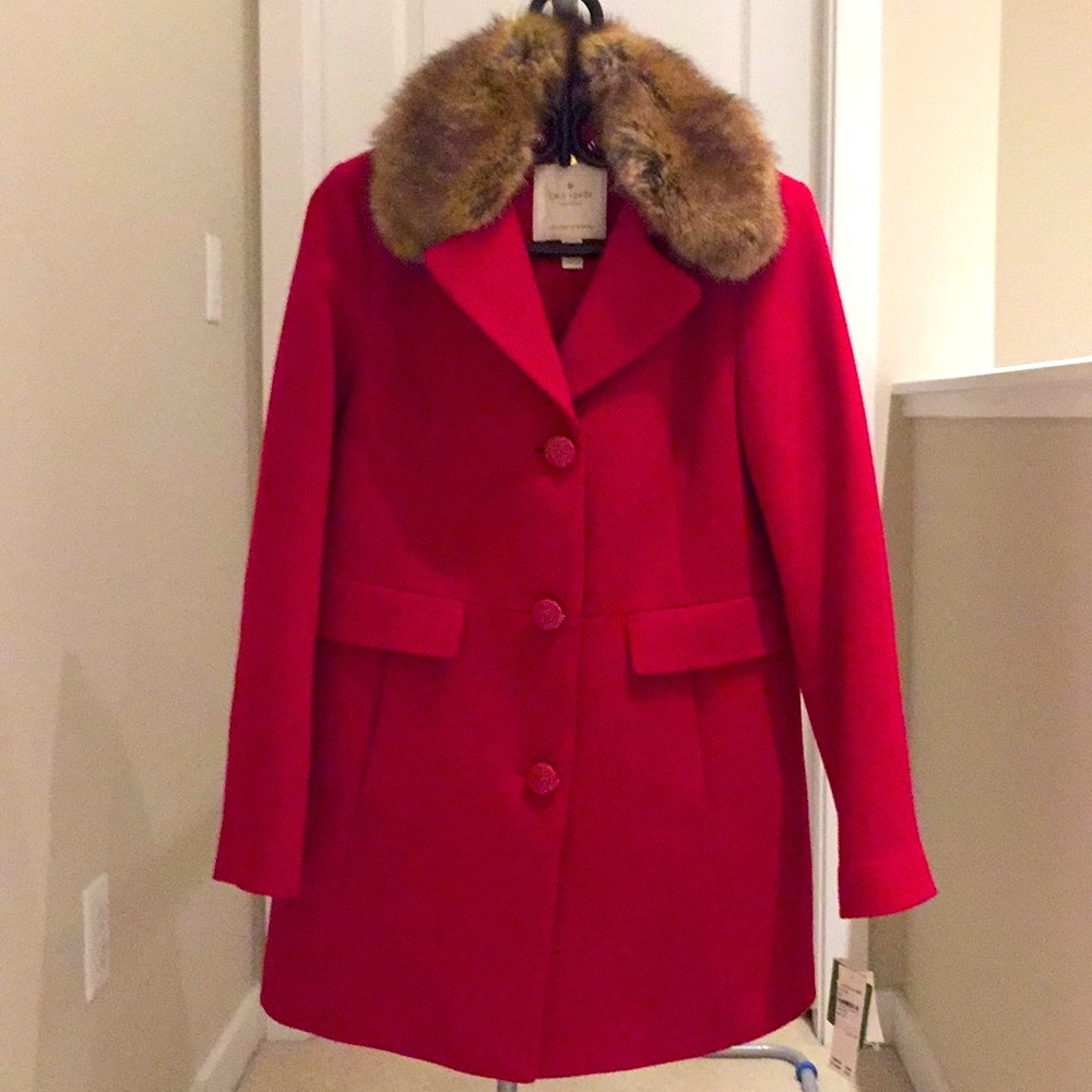 🔥HOST PICK🔥 Spade red peacoat with fur collar